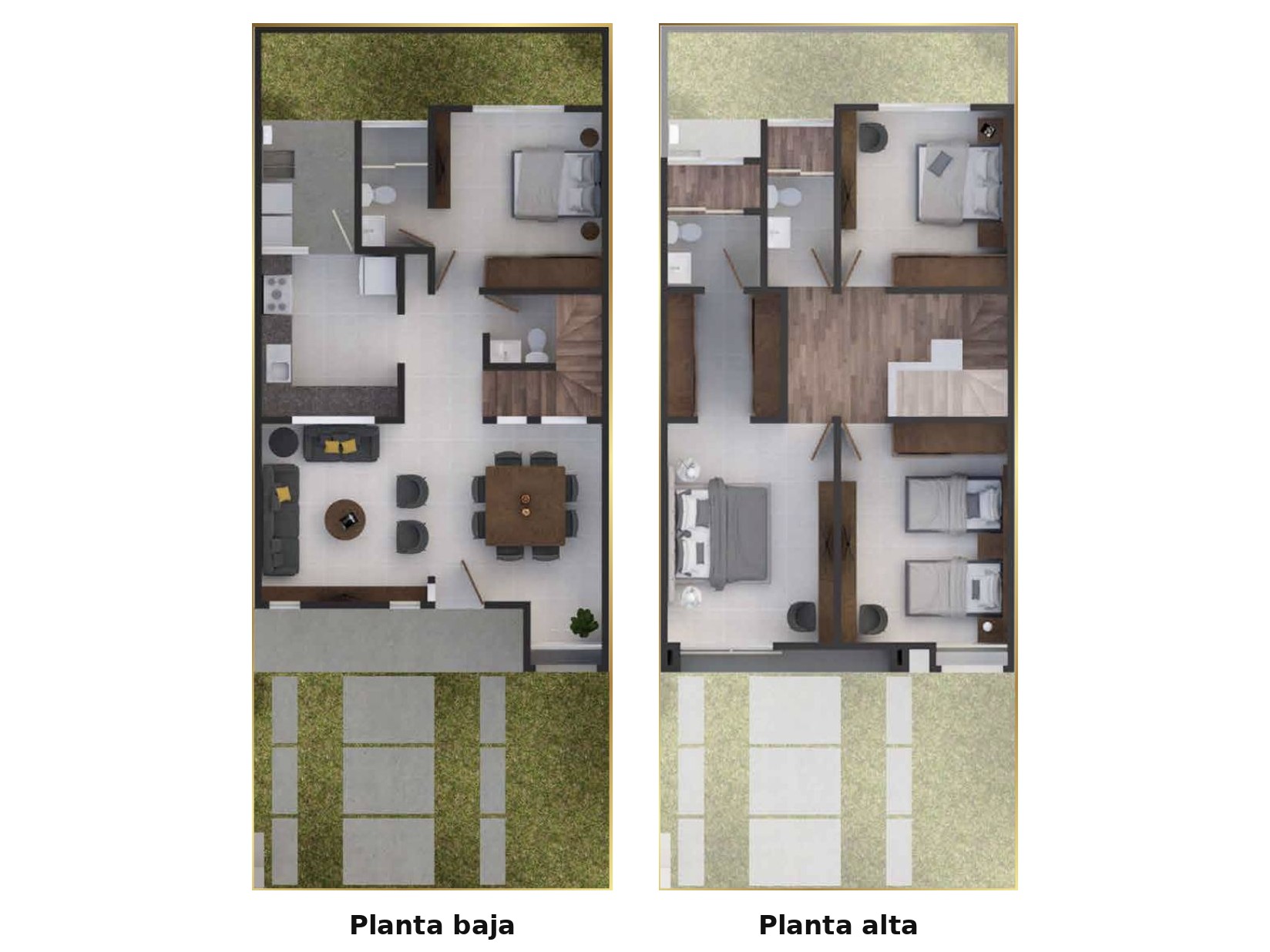 Planta baja y planta alta de la Casa Olivo II